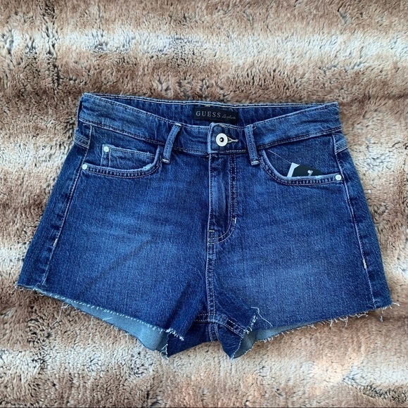 Guess High Rise Raw Hem Jean Short - Picture 1 of 6